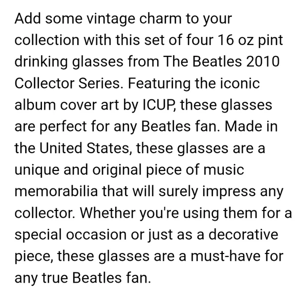The Beatles Pint Glass Set - Picture 3 of 3